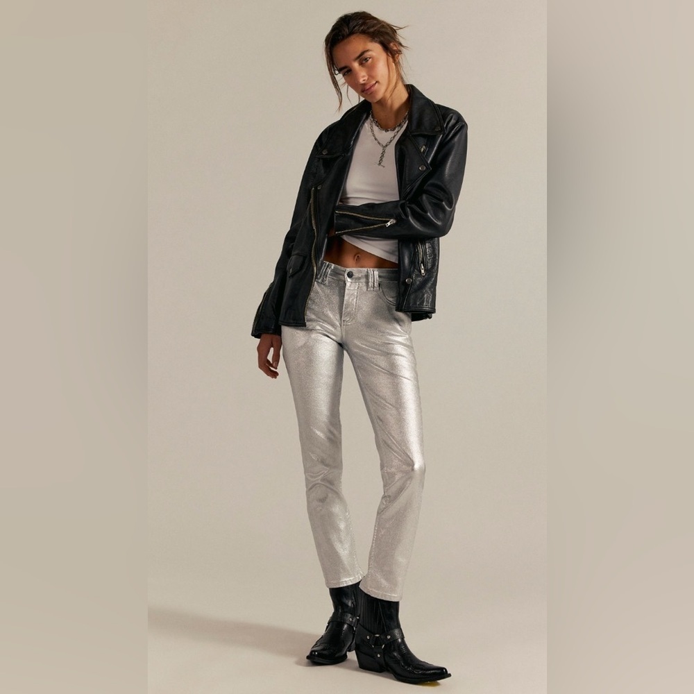 Oracle Metallic Low-rise Slim Straight Jeans NWOT‎ divine